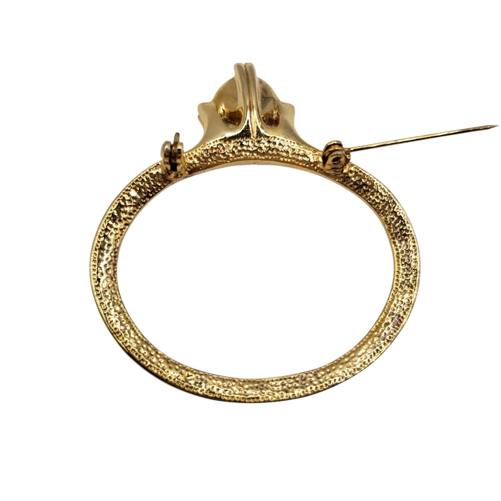 🔷️Elegant Gold tone Brooch Ring Clear Stone Solitaire - Picture 7 of 10